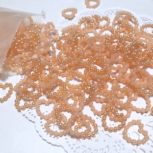 50 Peach Pearl Heart Flatback Cabochons
