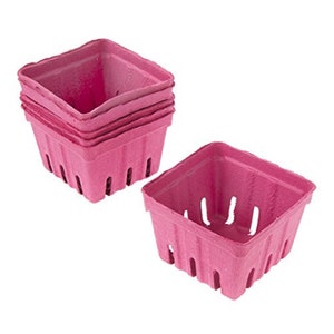 Berry Baskets, Natural Kraft, Soft Pink, Hot Pink, Green
