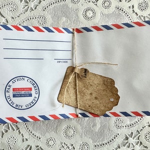 Vintage Grande Enveloppe, Lettre postale Papeterie Papier Airmail Retro  School