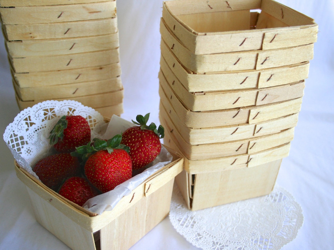 Wood Berry Baskets Etsy