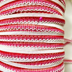 Glitter, Retro Vintage Lingerie Rainbow Elastic Trim, 5 Colors Picot Edging