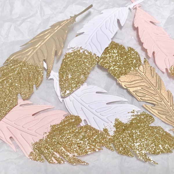 Gold Dipped Feathers Etsy