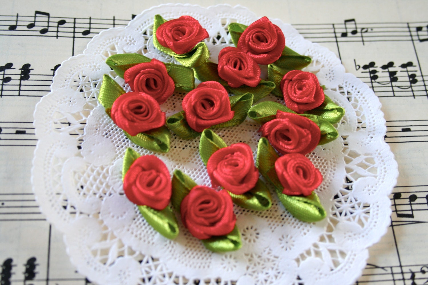 Mini Satin Roses Millinery Scrapbooking RICH RED | Etsy