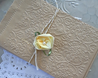 4"X6" Kraft Paper Bags, Damask Lace Embossed