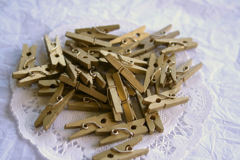 50 GOLD Mini Clothespins, and 10 COLOR Choices image 5