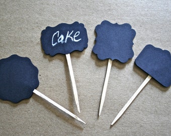 Paper Chalkboard Food Toppers, Chalkboard Cupcake Toppers