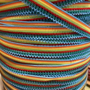 Glitter, Retro Vintage Lingerie Rainbow Elastic Trim, 5 Colors Picot Edging