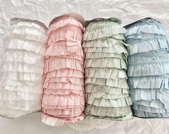 3/4" Ruffled Lingerie Elastic Trim, Pastel Blue, Pink, Mint, White, Baby Clothes