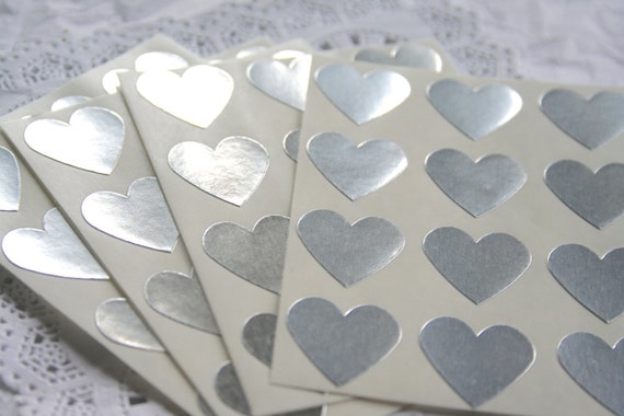 Small hearts foil stickers (108 pcs)