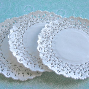 50 Round French Lace Paper Doilies, Choice of 3 sizes