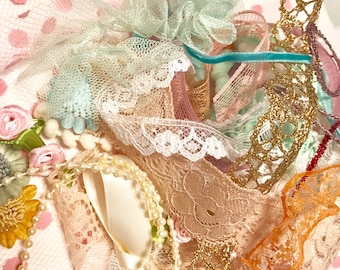 Bag of Scraps, Ribbon, Tinsel, Variety, Fibers