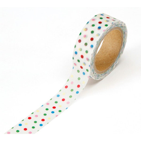 Washi Tape - White with Assorted Polka Dots