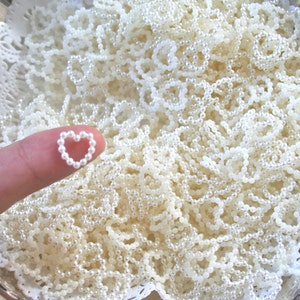 White, Ivory Pearl Open Hearts Flatback Cabochons
