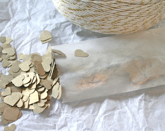 Wedding Confetti, Metallic Gold TEENY Hearts Paper Confetti