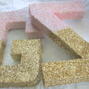 Glitter, Glittered Letters or Numbers, Wedding, Nursery, Home or Party Decor, Self Standing, ANY COLOR