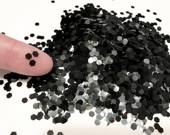 Black Hex Nail Glitter: Solvent Resistant Cosmetic Craft Glitter
