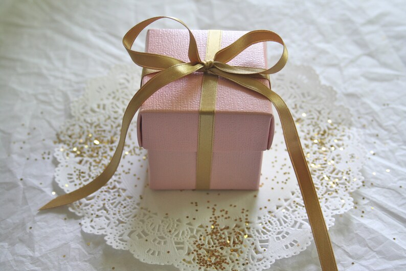SOFT PINK Favor Boxes BULK With Luxury Satin Ribbon Etsy