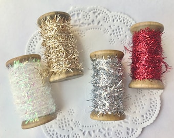 Tinsel Twine String, Metallic GOLD, SILVER, WHITE, Red