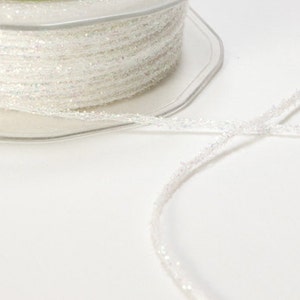 Glitter, TWINE,  Tinsel Metallic String Ribbon, Sparkle SNOW WHITE