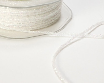 Glitter, TWINE,  Tinsel Metallic String Ribbon, Sparkle SNOW WHITE