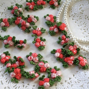 12 Venise Coral Red Rosebud Appliques