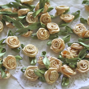 Mini Satin Roses, Millinery Scrapbooking, CARAMEL GOLD - Etsy
