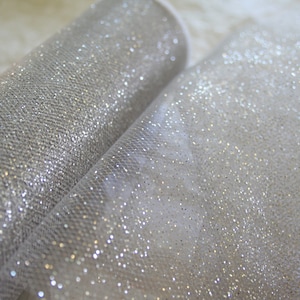 Glitter, SILVER GLITTER TULLE, By the Roll or Yard, 7 Color Choices , Free Shipping on orders over 35USD before tax