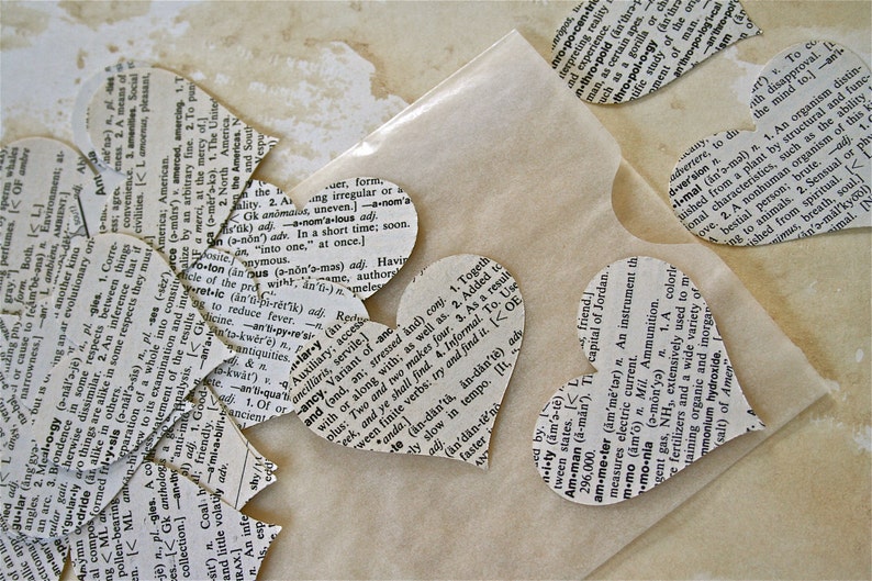 Large Hearts Dictionary Paper Confetti Etsy