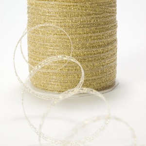 Glitter, 1/4&quot; Woven Sparkling Metallic String Ribbon, GOLD