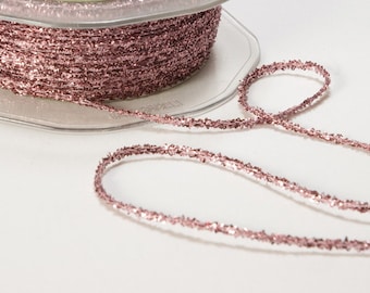 Glitter, TWINE, Tinsel Metallic String Ribbon, METALLIC PINK