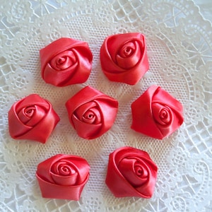 Satin Rose Rosettes, DEEP PINK, Rolled Roses