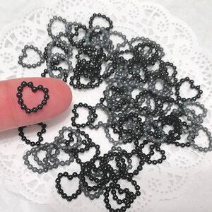 Black Heart Flatback Beads, Cabochons