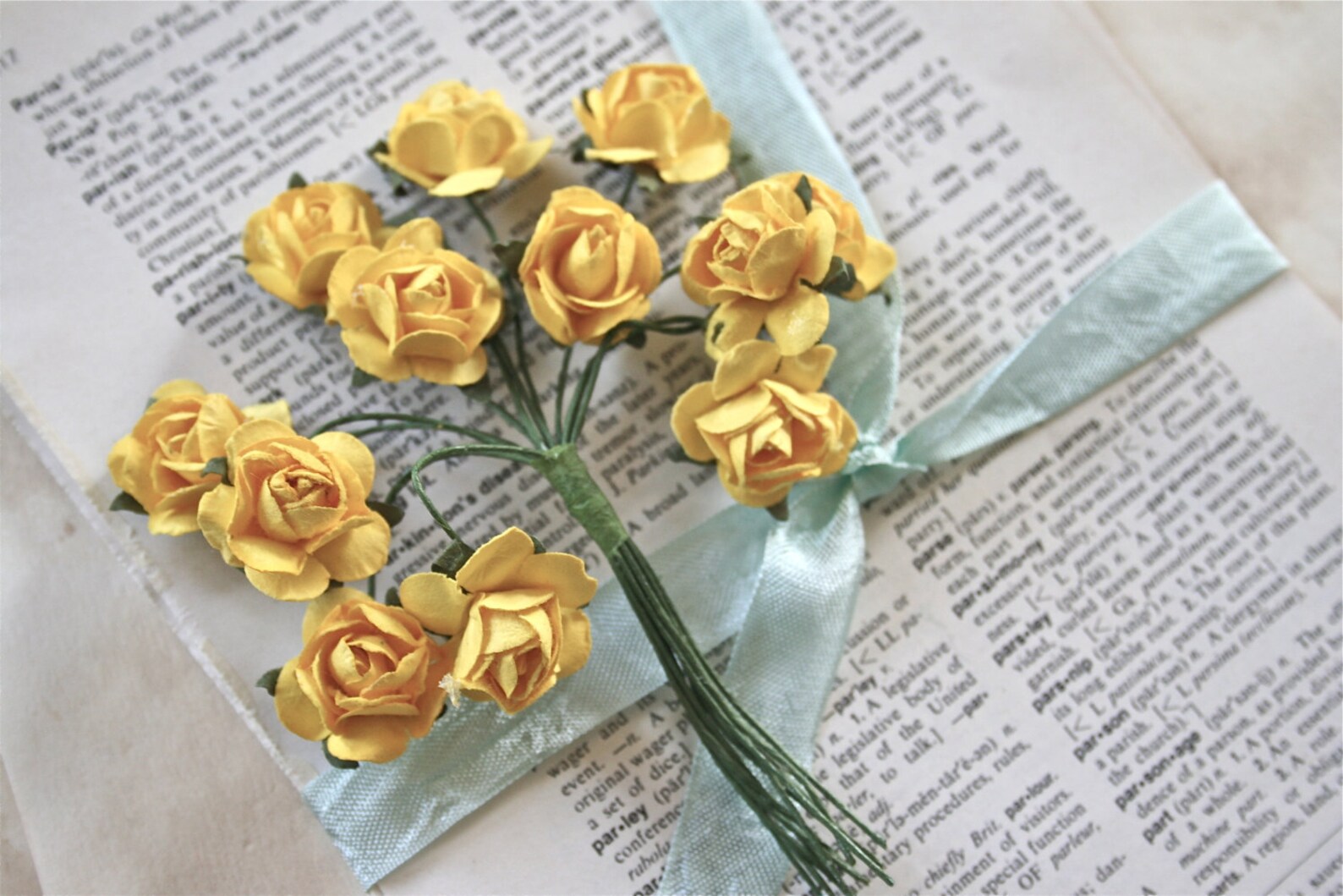 24 Yellow Paper Roses Flowers Sunny Yellow Etsy
