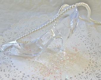 Faux Glass Slipper, Princess Party, Cake Topper, Fillable Favors