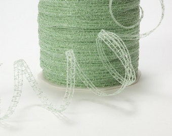 Glitter, 1/4" Woven Sparkling Metallic String Ribbon, SPRING GREEN