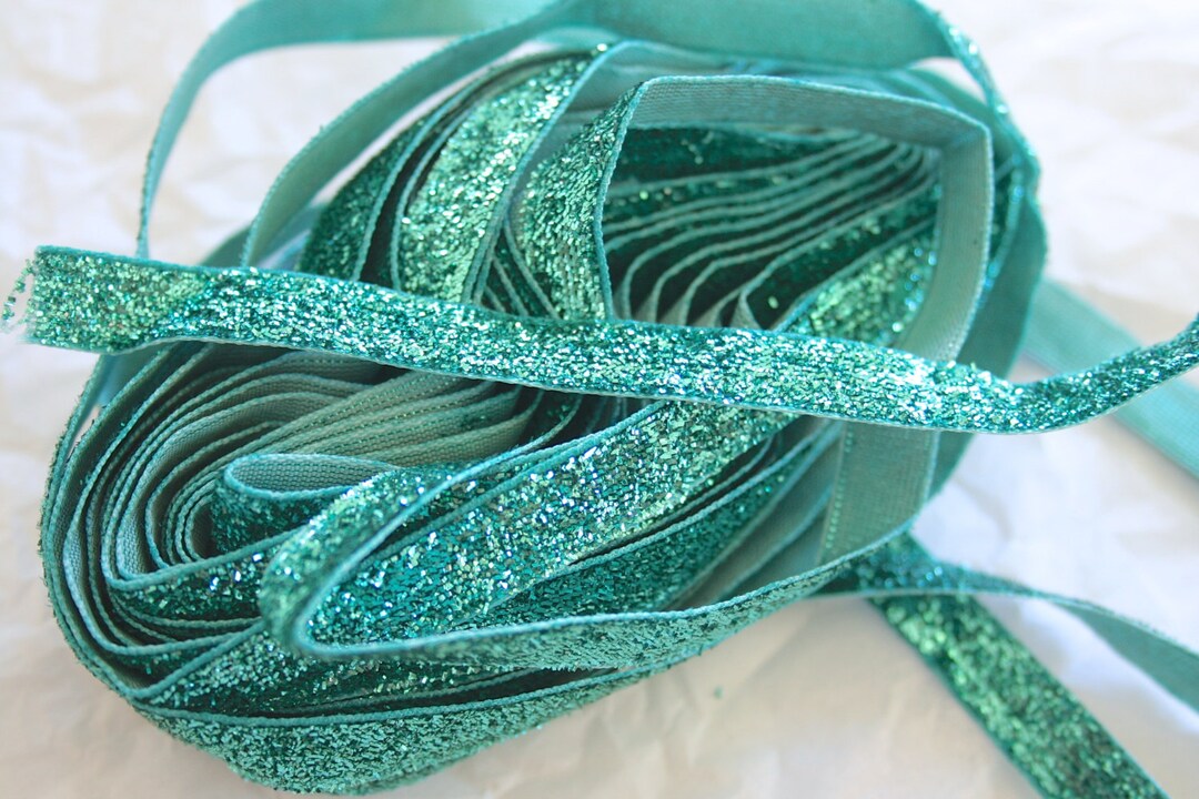 Paper Sparkly Ribbon Aqua Glitter Velvet Ribbon: 3/8