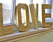 Glitter, Glittered "LOVE" Letters, Wedding or Party Decor, Self Standing