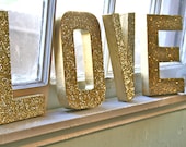 Glitter, Glittered "LOVE" Letters, Wedding or Party Decor, Self Standing , Free Shipping on orders over 35USD before tax