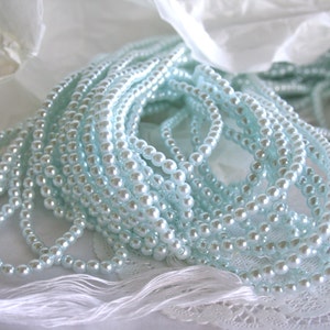 Vintage Bead SOFT BLUE Strings, Faux 4mm Pearls , Free Shipping on orders over 35USD before tax