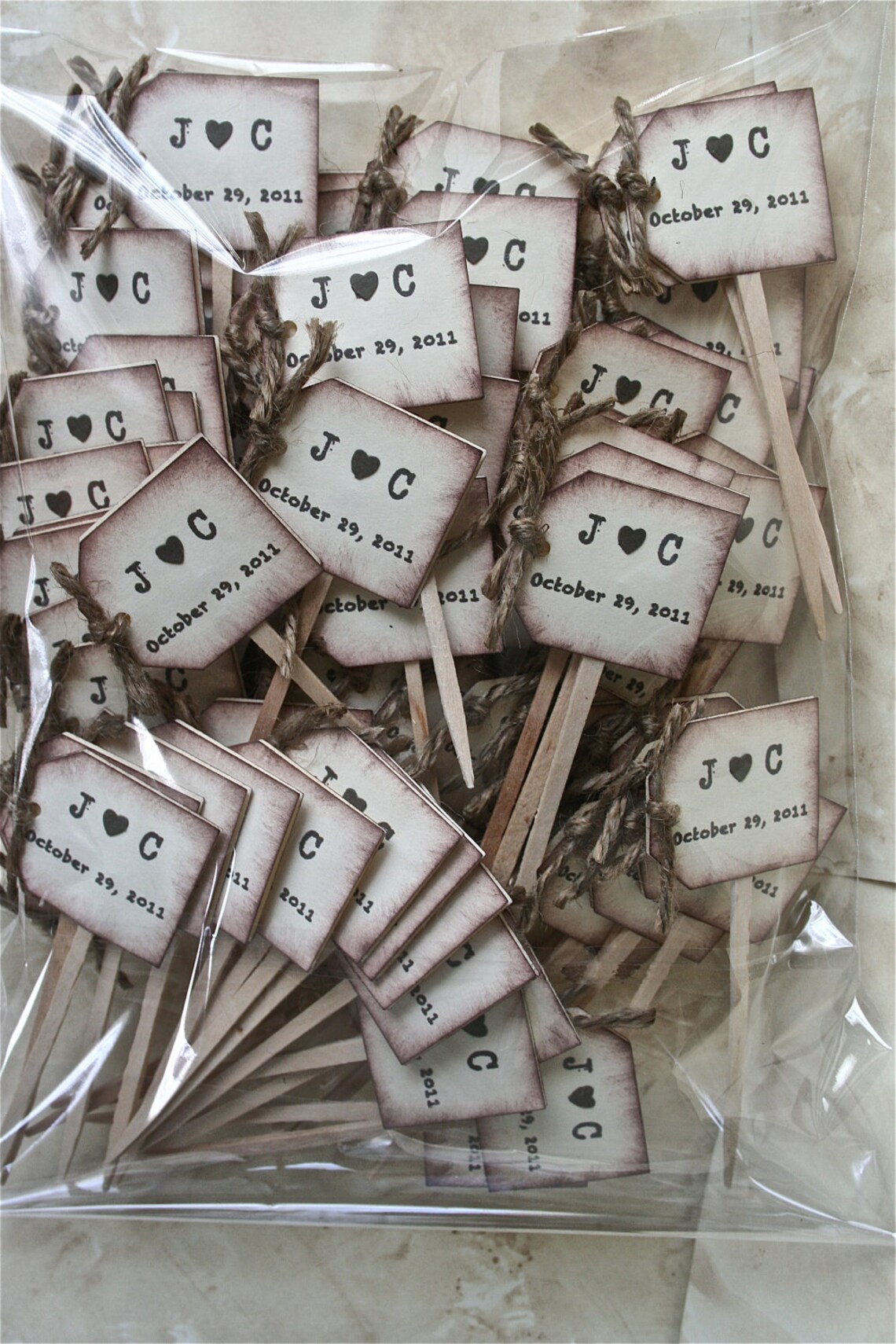 Rustic Wedding Cupcake Toppers Wedding Drink Stirrers Etsy