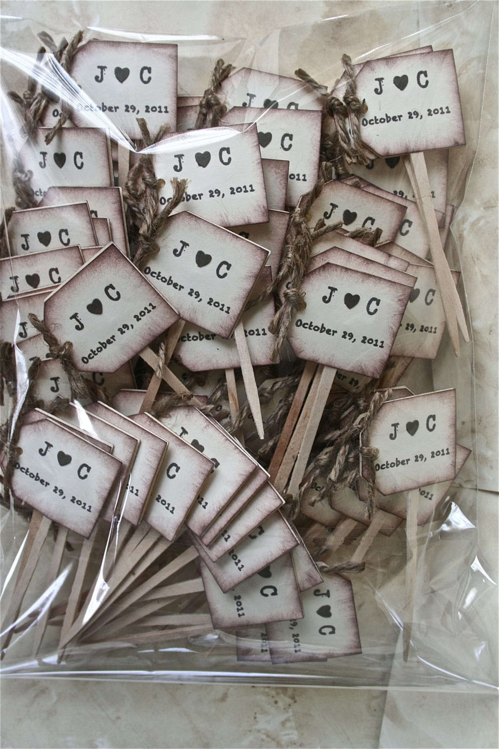 Rustic Wedding Cupcake Toppers Wedding Drink Stirrers Etsy
