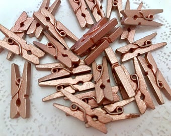 50 ROSE GOLD Mini Clothespins, and 10 COLOR Choices