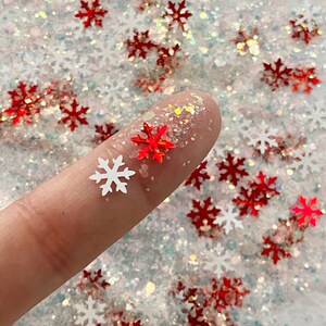Glitter, Cosmetic, Christmas Glitter, RED SNOWFLAKES, Iridescent, Nail Art, Shaker Cards