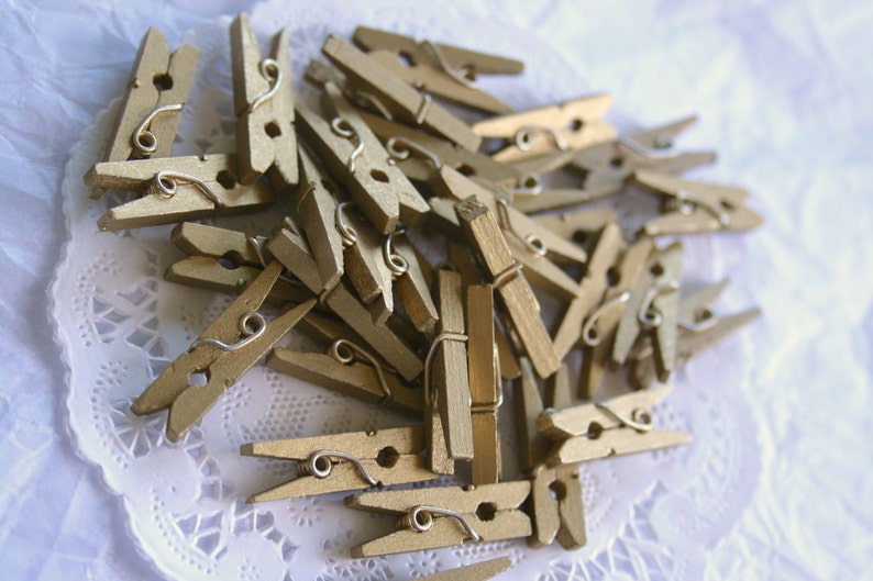 50 GOLD Mini Clothespins, and 10 COLOR Choices image 6