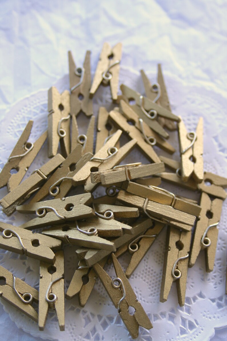 50 GOLD Mini Clothespins, and 10 COLOR Choices image 4