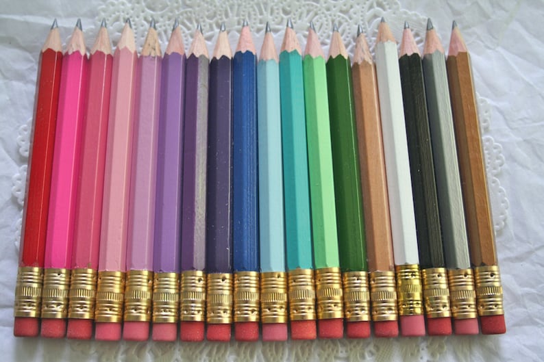 Mini Personalized Pencils, Pink, Mint, Gold, Robins Egg Blue PENCILS, 24 COLORS image 4
