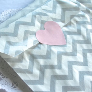 Silver Chevron Party Favor Bags: Metallic Candy Treat Bags