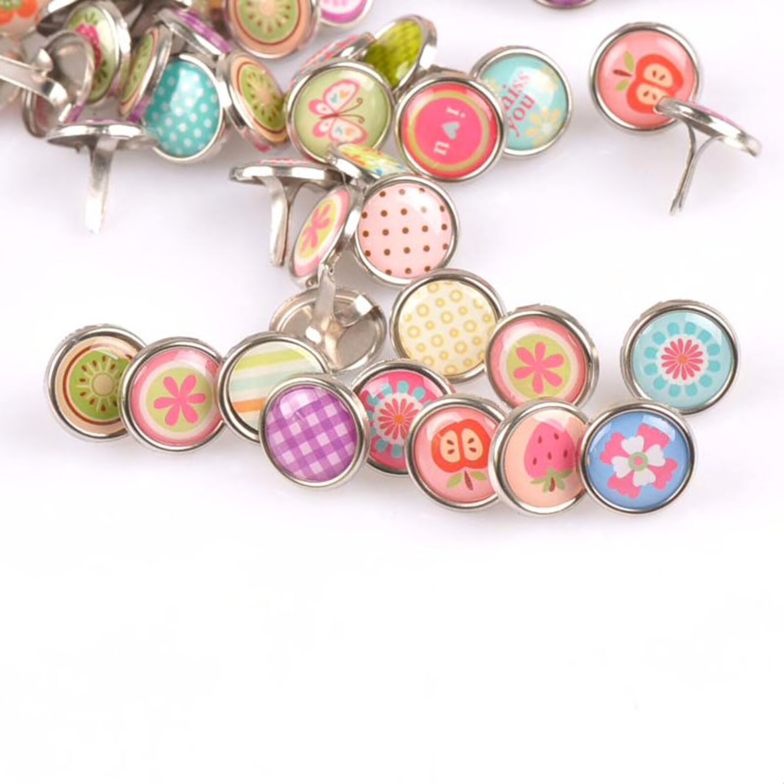 25 Brads Scrapbooking Mixed Patterns Random Mix Etsy