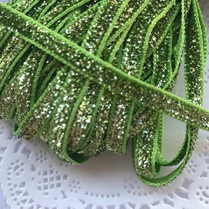 Kiwi Green Glitter Velvet Ribbon, 1/4&quot; Wide