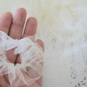 Gathered Tulle Trim Ribbon, Hand-dyed in many colors